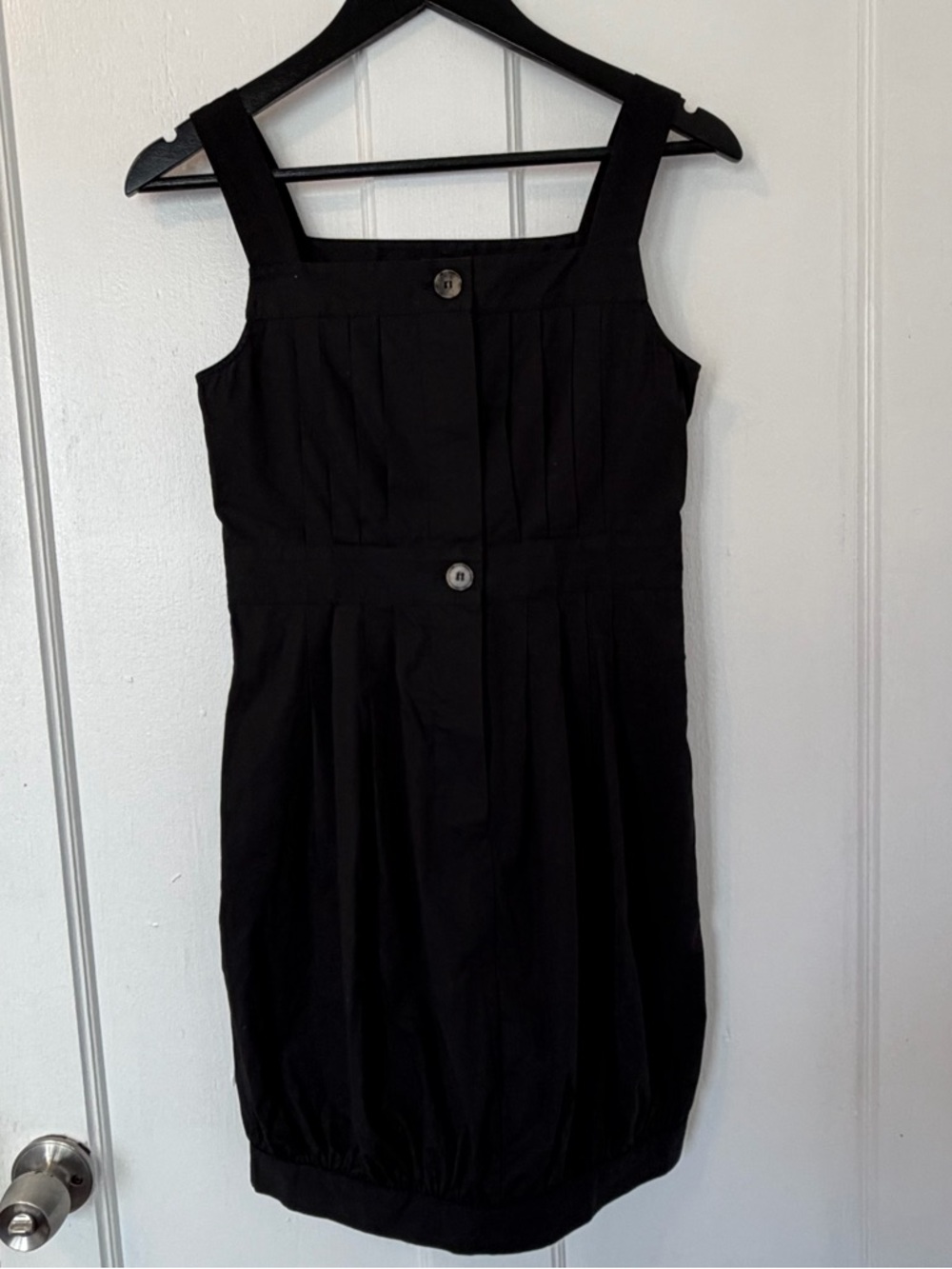 Theory Black Pleated Button-Front Mini Dress